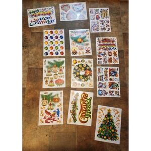 Vintage Seasonal Static Window Clings, 12‎ Sheets, Christmas, Halloween, Easter